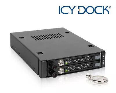 New ICY Dock MB492SKL-B 2 Bay Dual 2.5  SATA SAS SSD HDD Hard Drive Mobile Rack • £86.39