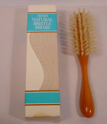Vintage Avon Natural Bristle Hair Brush 8 1/2  Butterscotch In Box • $75