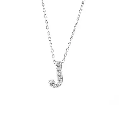 14K White Gold Small Diamond Initial 'J' Pendant • $239.98