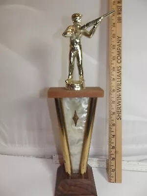 VINTAGE 1960s TARGET SHOOTING  13  TALL TROPHY AS PICTURED / USED AGED WITH WEAR • $17.50