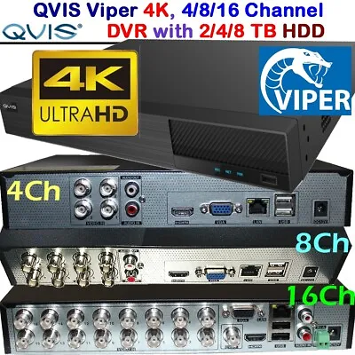 QVIS CCTV DVR - Viper HD 4K 4/8/16 Channel 4-In-1 With Barebone 1TB 2TB 4TB • £288