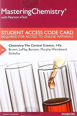 MasteringChemistry Pearson EText Access Code Card Chemistry Central Science 14th • $69.95