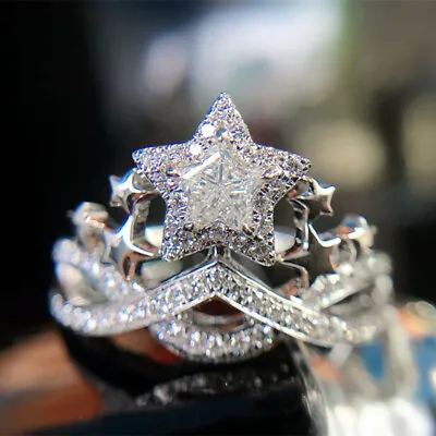 $2.60 • Buy Elegant 925 Silver Filled Ring Cubic Zircon Women Wedding Jewelry Gift Sz 6-10