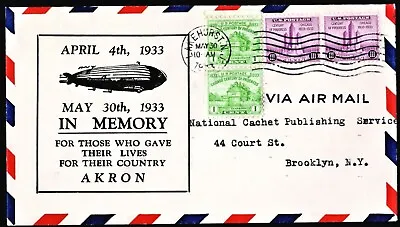 USS AKRON ZRS-4 Memorial Crash Cover Lakehurst NJ May 30 1933 Nat Cachet Pub Svc • $21.50