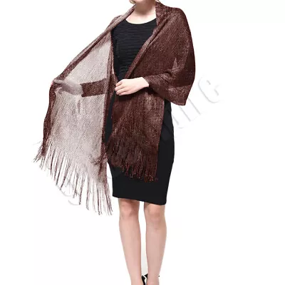 Women's Wedding Evening Shawl And Wrap Glitter Metallic Party Dresses Scarf • $11.98