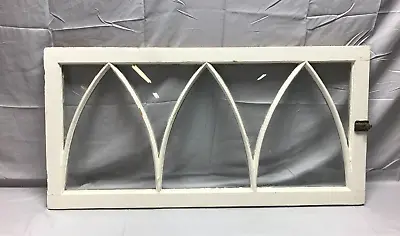 Gothic Triple Arched Glass Window Casement Shabby 20x40 VTG Chic Old 142-23B • $395