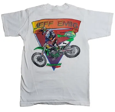 Vtg Jeff Emig 1996 AMA 250 ChampTeam Kawasaki Racing Graphic T Shirt Sz XS/S • $39.99