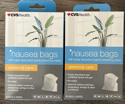 2 Nausea Bags Super Absorbent 6 Pad & Refreshing Wipes Ideal For Motion Sickness • $13.49