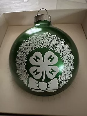 Vintage 4-H Club Christmas Glass Ball Ornament Gift Agriculture Collector • $24