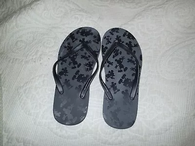 Disney Parks Men's Black Mickey Mouse Flip Flops Size 10-11 • $10.95