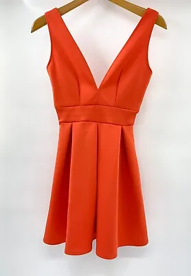 So Flattering! OH MY LOVE Orange Dress BNWT Skater Style GORGEOUS Fabric XS • £14.99