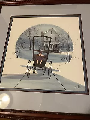 P. Buckley Moss Country Girl 1990 Framed Print 3 Matts; SIGNED; #376/1000 • $35