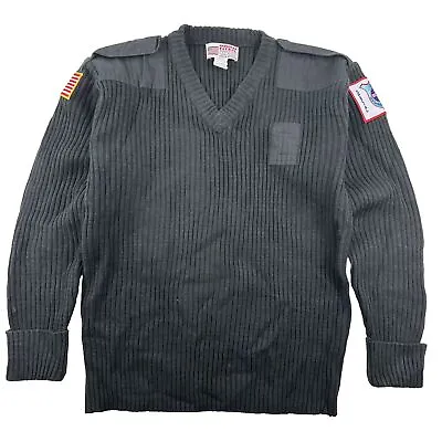 National Patrol Commando Sweater Men XL X-Large Black Acrylic Elbow Patches • $24.99