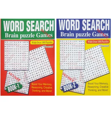 £4.49 • Buy 2 X JUMBO WORD SEARCH BOOK -LARGE PRINT - BOOK1 + BOOK 2- 270 BRAIN PUZZLE GAMES