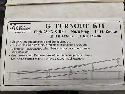 Micro Engineering 23-205 G Scale Left Hand Turnout Kit MT/Box • $29.57