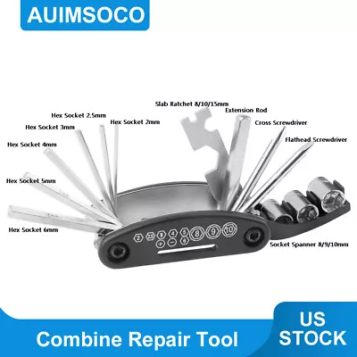 Motorcycle Repair Tool Bike Accessories 15-in-1 Allen Key Hex Wrench Screwdriver • $19.33