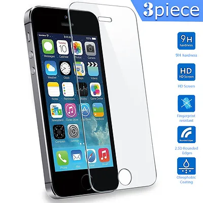 [3 Pack]iPhone5 5S 5C SE 6 6s Plus HD ClearTempered Glass Film Screen Protector  • $14.11