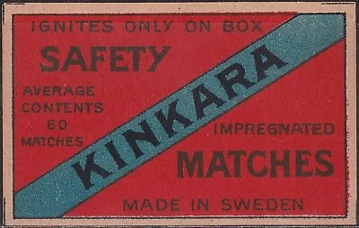 Old Matchbox Label Sweden Kinkara AC60 • $3.39