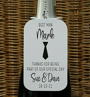 Thank You Best Man Father Of Bride Personalised Bottle Tag Gift Label Handmade • £3