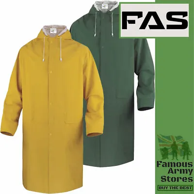 £9.95 • Buy Waterproof Rain Coat Mac Hooded Long Jacket Stud Fasten Pockets Trench Outdoor