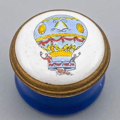 $35 • Buy Crummles Enamels Trinket Box Hot Air Balloon Blue Lidded