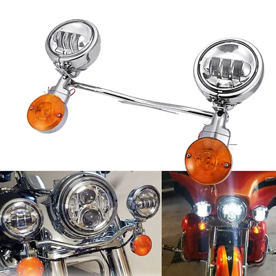LED Passing Spot Fog Light Bar Turn Signals Lamp For Harley Softail FatBoy FLSTF • $169.99
