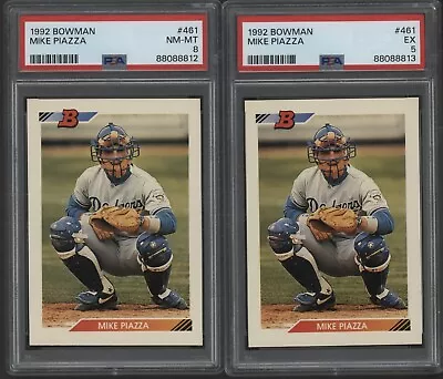 (2) 1992 Bowman Mike Piazza RC Rookie Cards #461 Dodgers/Mets BB HOFer PSA 8 & 5 • $0.99