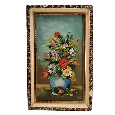 Original Oil Painting Floral Still Life Artist: Martinez Oil On Fiberboard • $65.56