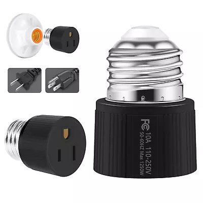 Black 2 Prong & 3Prong Light Bulb SocketLight Socket To Plug AdapterLight Bulb • $8.70