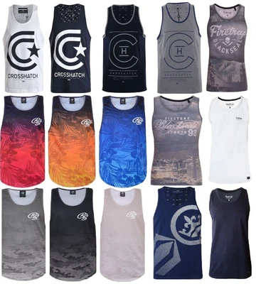 £6.99 • Buy Mens Crosshatch Duke Vest Sleeveless Muscle Tank Top Gym Summer T Shirt Printed
