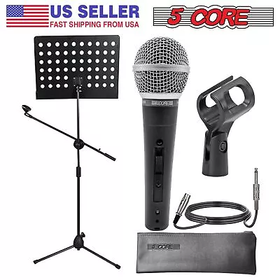 5Core Sheet Music Stand With Dynamic Microphone Metal Mic For Karaoke Singing • $38.99