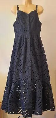 Ladies MICHELLE KEEGAN Black  Dress  100% Coton Cut Embroidery Size UK 14 • £20
