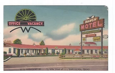 Ranch Motel Van Horn Texas  Old Linen Postcard • $2