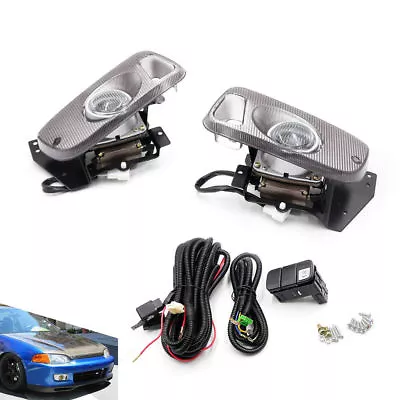 For 92-95 Honda Civic 2/3 Door JDM Clear Bumper Fog Light + Switch Driving Lamps • $75.59