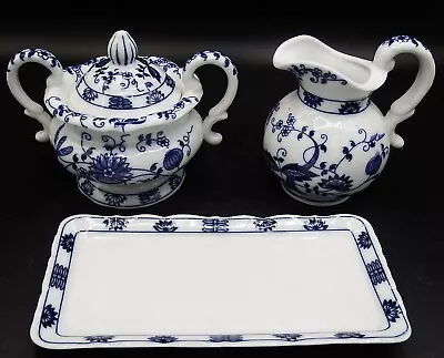 Vienna Woods Blue Onion Creamer & Sugar Bowl + Butter Plate EXC! • $24.95