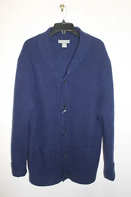 Daniel Cremieux Mens Cardigan Mercerized Wool & Cashmere Dark Blue Heather Sz L  • $79.99