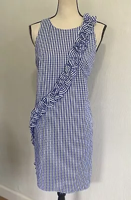 Maggy L Dress Blue & White Checkered Plaid Sleeveless  Vintage Size 8 • $34.99