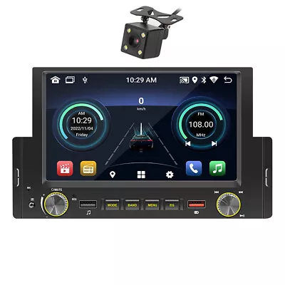 Single Din Car Radio GPS Navigation CarPlay Android Auto Bluetooth Player Camera • $118.06