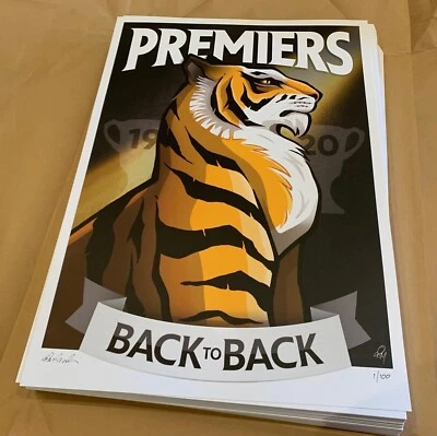 $54.99 • Buy Richmond Tigers 2020 Premiers Limited Edition Signed Premiership Print A2 Poster