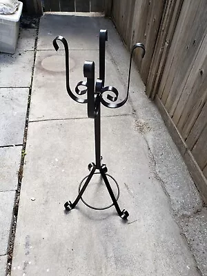 Gothic Wrought Iron Plant Stand Vintage Painted Black • $39