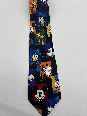 Vintage WALT DISNEY NeckTie Mickey Mouse Minnie Donald Pluto Goofy Colorblock • $10
