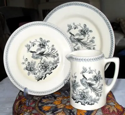 VTG Ridgway Vitrified Hotel Ware China Trio Of Milk Pitcher B&B + Side Plate • $88.68