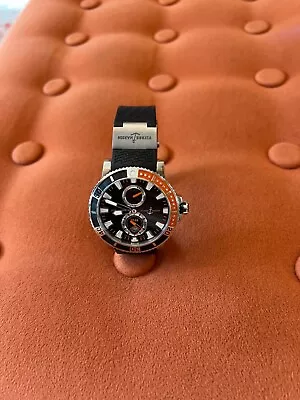 Ulysse Nardin Maxi Marine Diver 263-90 Orange Black Wave Dial Rubber Strap Mint • $5750