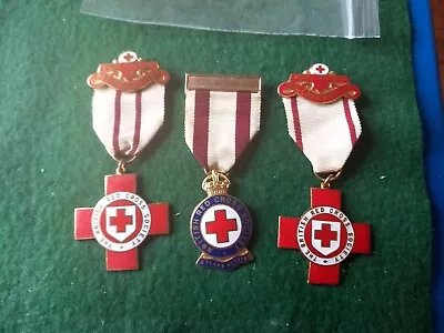 3 Vintage British Red Cross Society Medals Nursing First Aid & 3 Years Service • £25