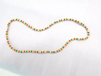 $5.69 • Buy Reggae Green - Yellow - Red & Natural Rasta Colors Wooden Coco Bead 17  Necklace