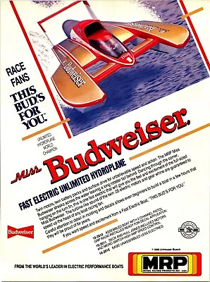 MRP Miss Budweiser RC Electric Boat Print Ad Wall Art Decor Ephemera • $17.99
