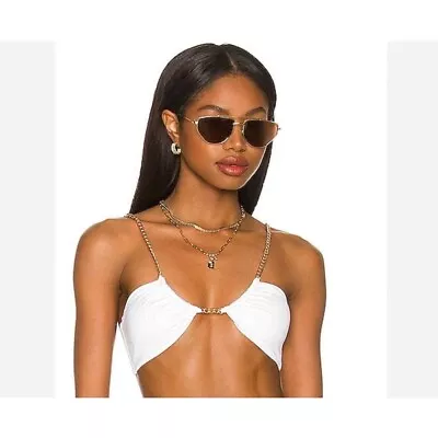 L*Space X Tessa Brooks Sammie Bikini Top White/Gold Size M - NWT • $65