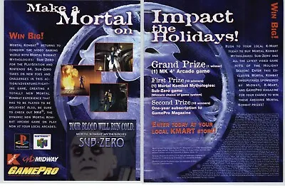 Mortal Kombat Mythologies Sub-Zero PS1 N64 1997 Vintage Poster Ad Art Official • $14.99