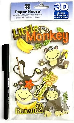 Monkey -  Scrapbooking Card Stickers (NEW) Paper House 3D • $3.49