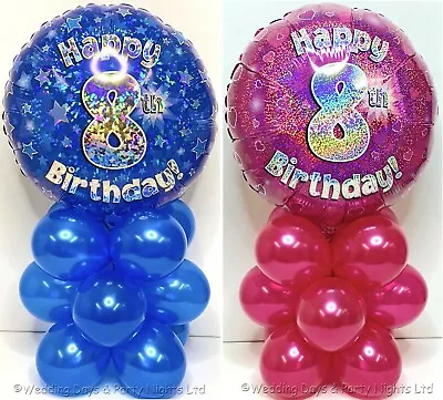 Happy 8th Birthday Foil Balloon Display Kit Party Table Decor No Helium Req  O-- • £5.25